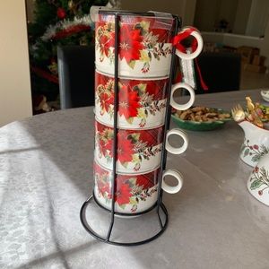 Graces Teaware Christmas Poinsettia Set Coffee Mug